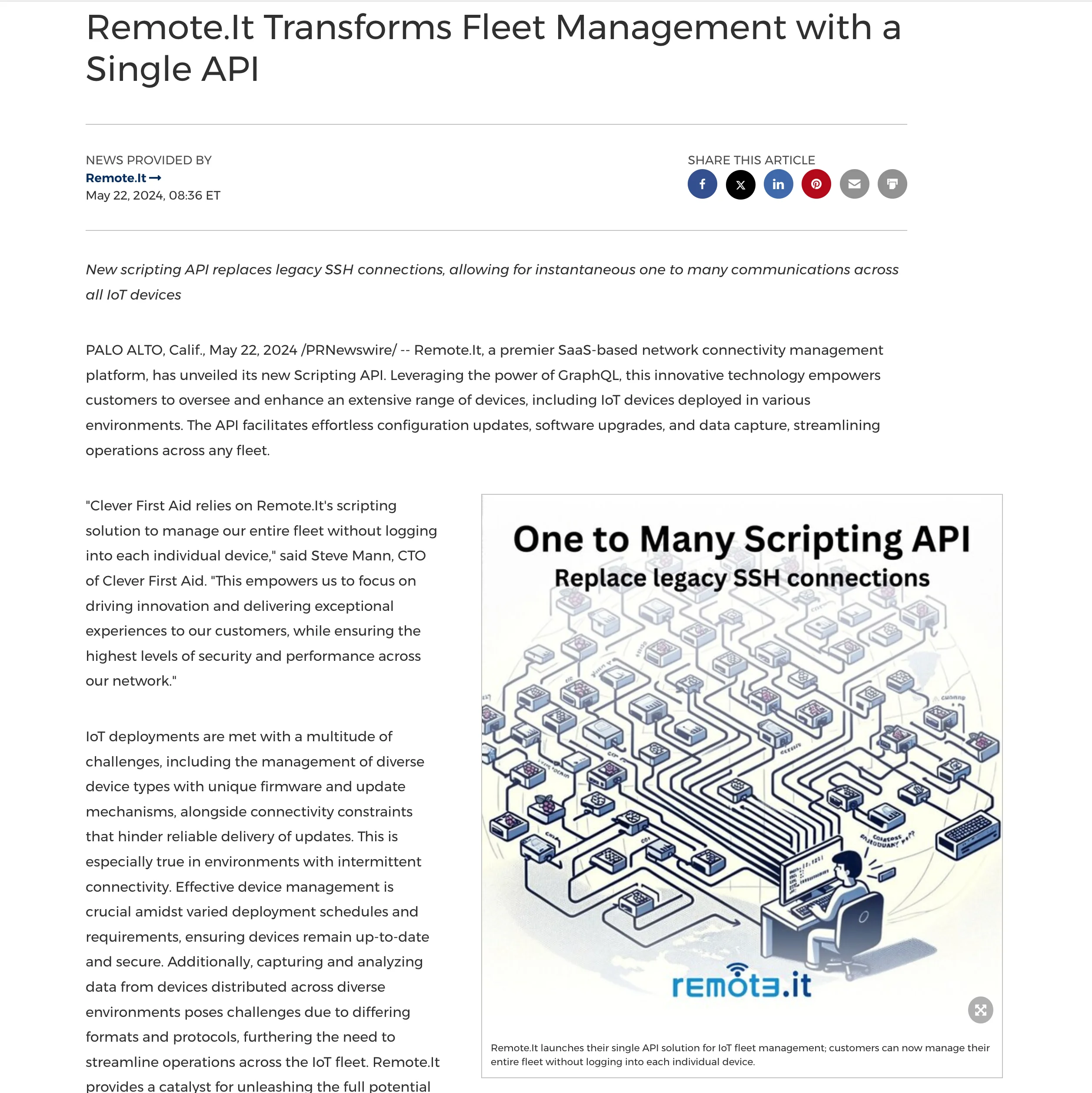 New scripting API replaces legacy SSH connections, allowing for instantaneous one to many communications across all IoT devices