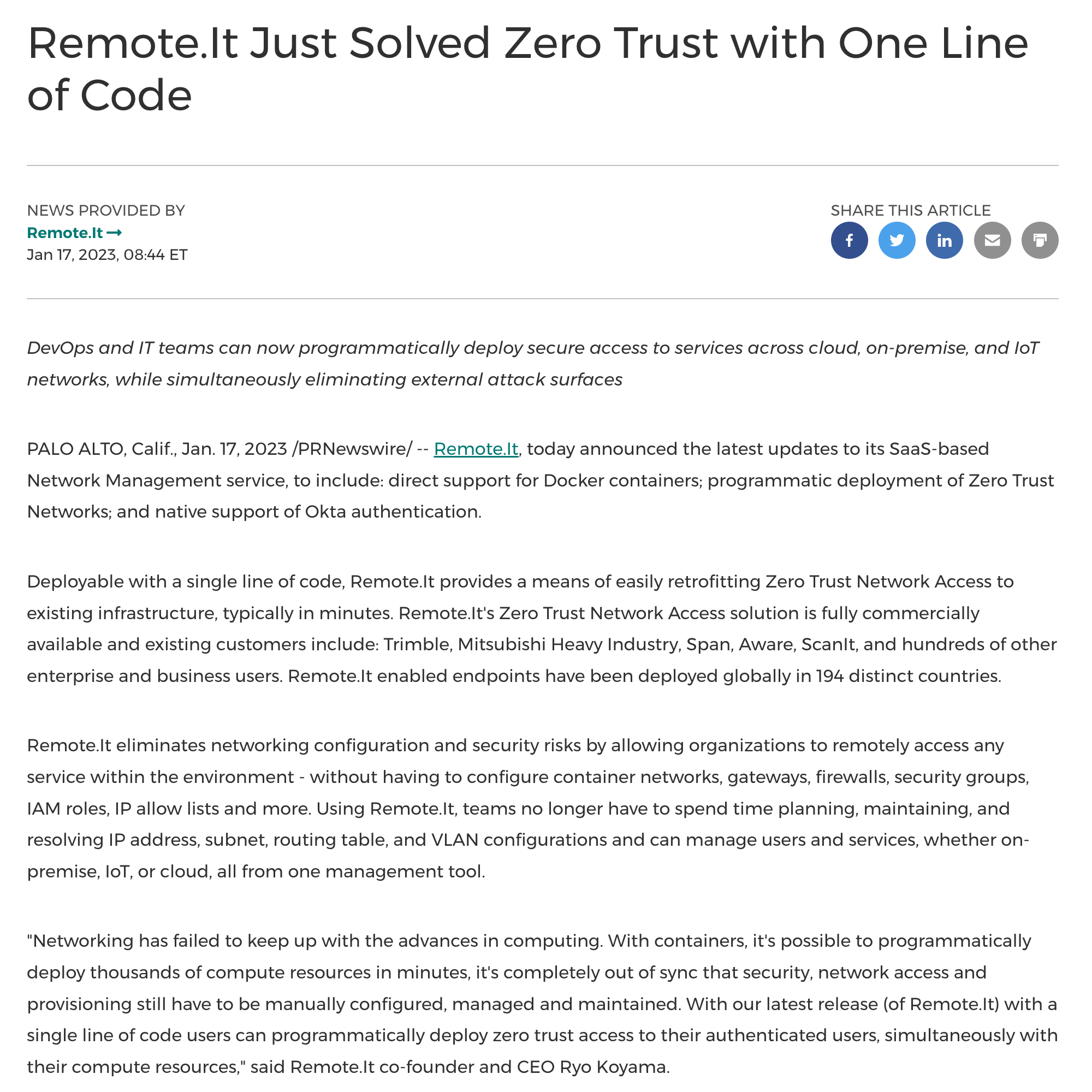 DevOps and IT Teams can secure access to services across cloud, on-premise, and IoT
