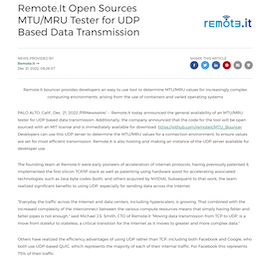 Remote.It releases MTU tool press release