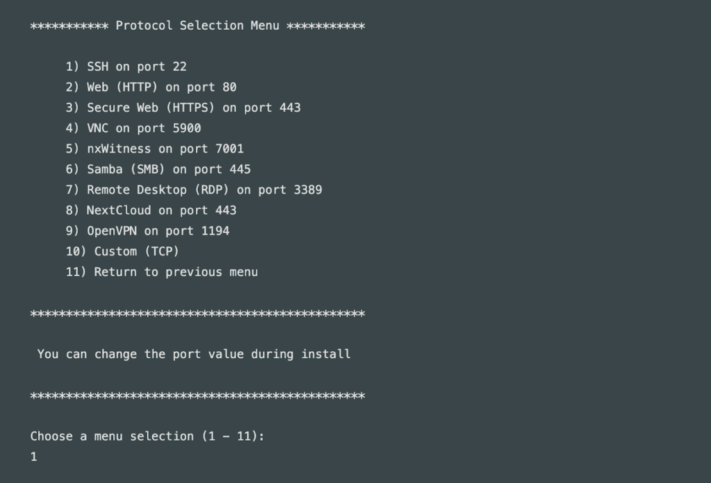 protocol menu